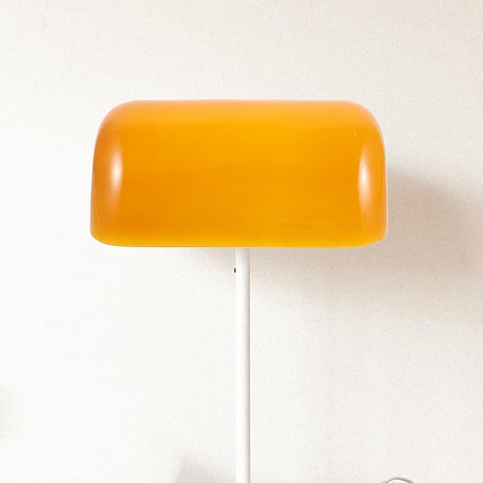 TIDTALEO Vintage Glass Bankers Lampshade for Table Lamps Handcrafted Protector for Home Office Hotel Warm Light Household Replacement Cover Orange Hue