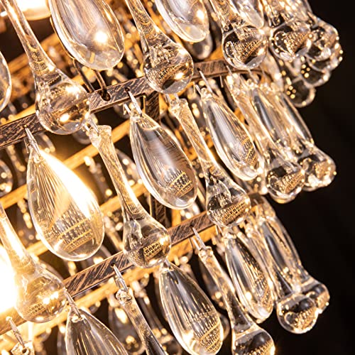 Crystal Chandelier Farmhouse 5 Tiers Crystal Light Fixtures Hanging Modern Bronze Ceiling Pendant Light