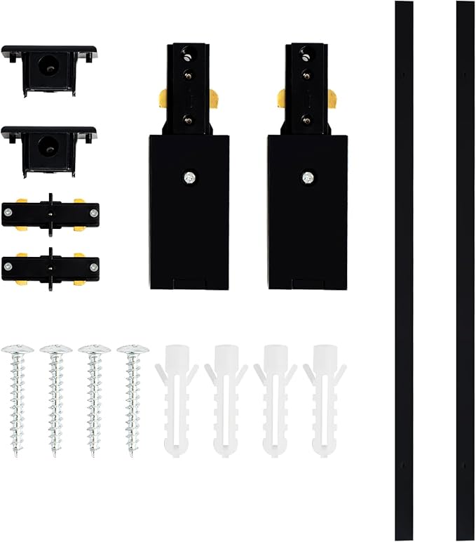 VANoopee H Track Lighting Rails Kit, 6.6FT H Type Rails Black with End Caps and Live End Feed Connector, Compatible with Single Circuit 120V H Style Track System, for LED Track Lighting Heads - Aura Lighting
