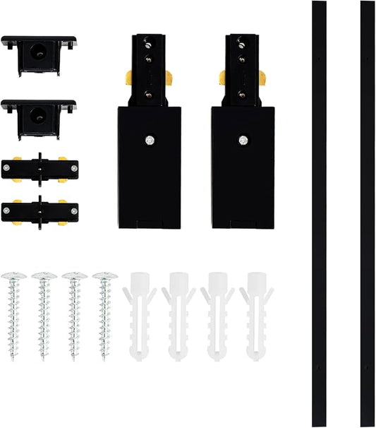 VANoopee H Track Lighting Rails Kit, 6.6FT H Type Rails Black with End Caps and Live End Feed Connector, Compatible with Single Circuit 120V H Style Track System, for LED Track Lighting Heads - Aura Lighting