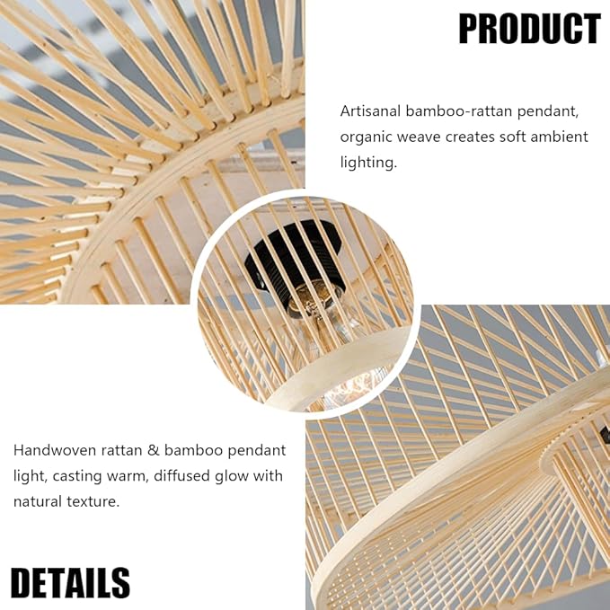 Natural Bamboo Pendant Light,19.7in Large Cylindrical Lantern Chandelier,Japanese Wabi Sabi Hanging Lamp,New Chinese Tea Room Lighting Fixture for Kitchen Island Dining Room Study Cafe