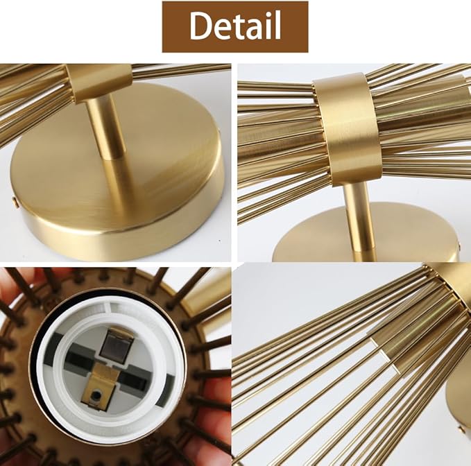 Brass Wall Sconces,Mid Century Wall Sconce Large 2 Light Vanity Light Hardwired Vintage Sconces Wall Lighting Fixtures for Bedroom Living Room Bathroom Hallway E26 - Aura Lighting
