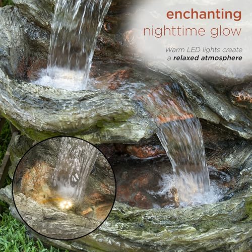 WIN1424 81" 5 Tier Rock Water Fountain with LED Lights