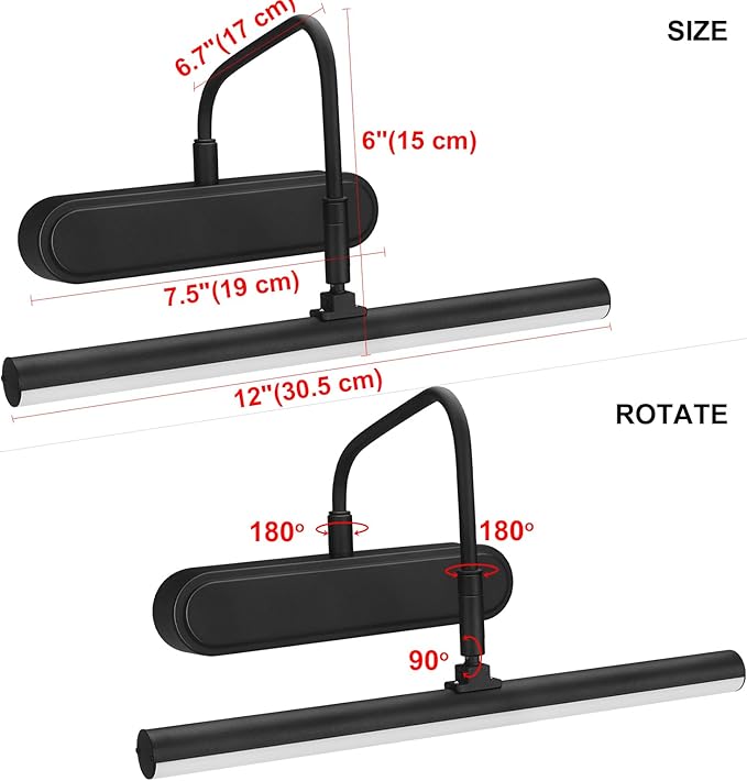 Picture Light,3AA Battery Art Lights for Paintings,Wireless Wall Lighting,Remote Control Accent Light with Timer and Dimmable for Frame,Portrait,Dartboard-Black