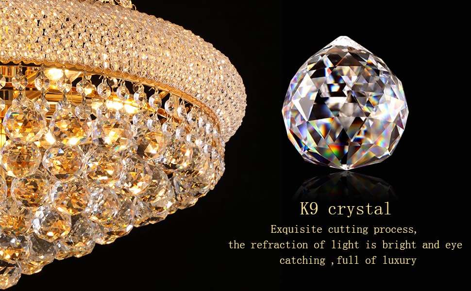 22" W 12 Light Luxury Entrance Chandelier with Unique Empire K9 Crystal Design for High Ceilings