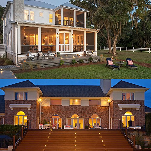 LED Deck Lights Kit 12V Low Voltage Waterproof IP67 Warm White Recessed Deck Lighting In Ground Light for Step Stair Garden Patio Wood Floor Outdoor Landscape Accent Lights Fixtures (10 Count)