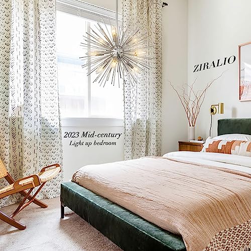 20in 9 Lights Nickel Sputnik Chandelier Mid