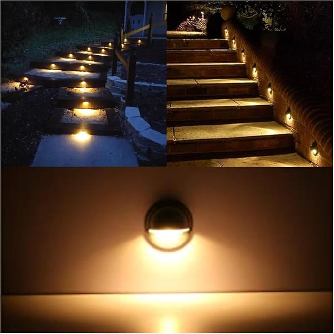 FVTLED Pack of 6 Warm White LED Deck Lights kit Φ1.38 Outdoor Garden Yard Decoration Lamp Recessed Pathway Step Warm White LED Lighting, Black