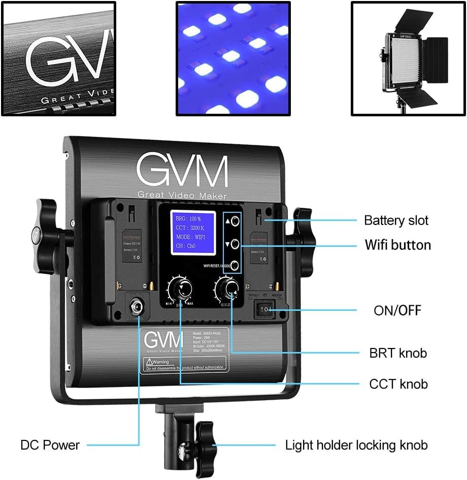 GVM RGB LED Video Lighting Kit (3 Count)