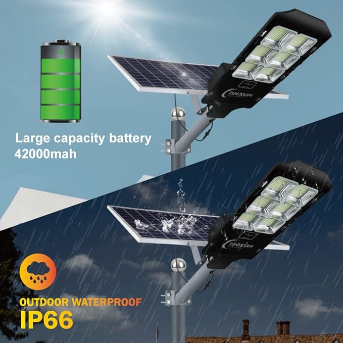 Solar Led Street Lights Outdoor,800w Solar Flood Light Fixture High Lumens Dusk to Dawn Security Stadium Lighting Waterproof Pole Light with Motion Sensor for Parking Lot,Garden,Yard, Court