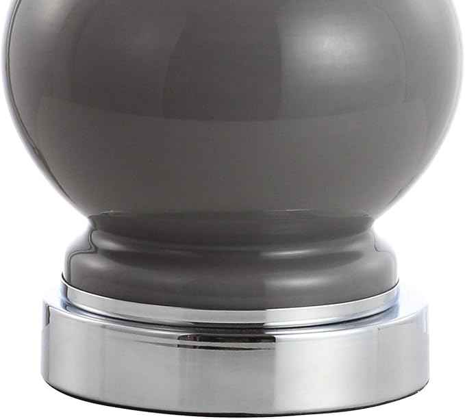 JONATHAN Y 21.5" Gray/Chrome Modern Glass Table Lamp Set of 2, Brass Gold Bedside Lamp with White Linen Shade for Bedroom Living Room, LED Bulbs Included (JYL4033B-SET2)