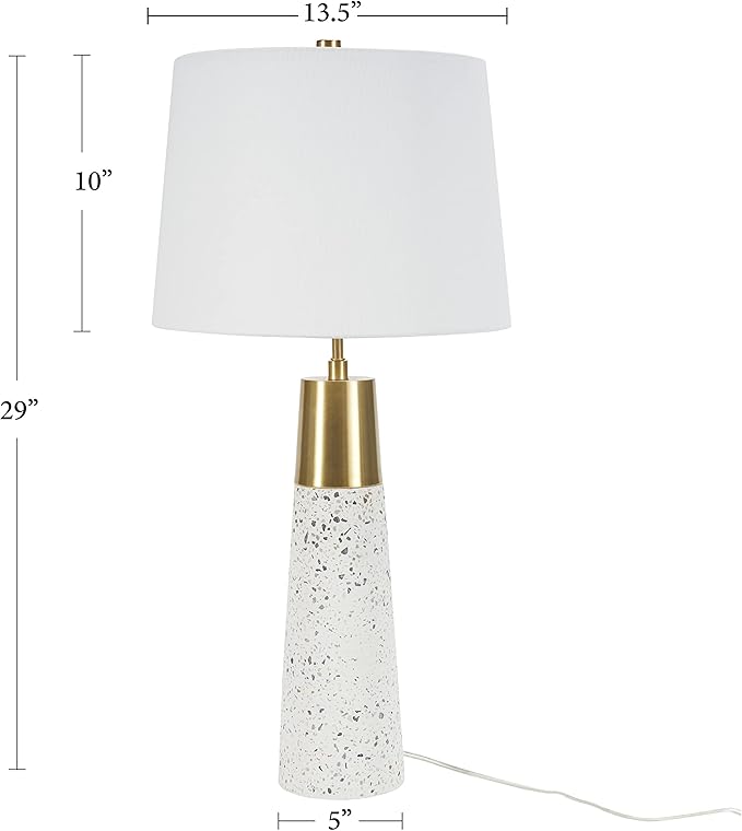 Nourison Home 29" White & Gold Terrazzo Speckled Buffet Lamp, Modern, Contemporary, Glam Table Lamp for Bedroom, Living Room, Dining Entryway