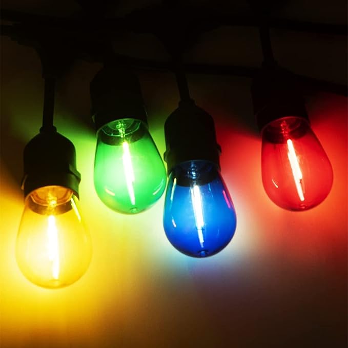15 Pack S14 LED Bulbs Blue Christmas Replacement Bulb 1W String Light Bulbs Vintage Edison Plastic Decorative Bulb E26 Base Outdoor String Lights LED Filament Bulb for Patio Home Decor(Blue)
