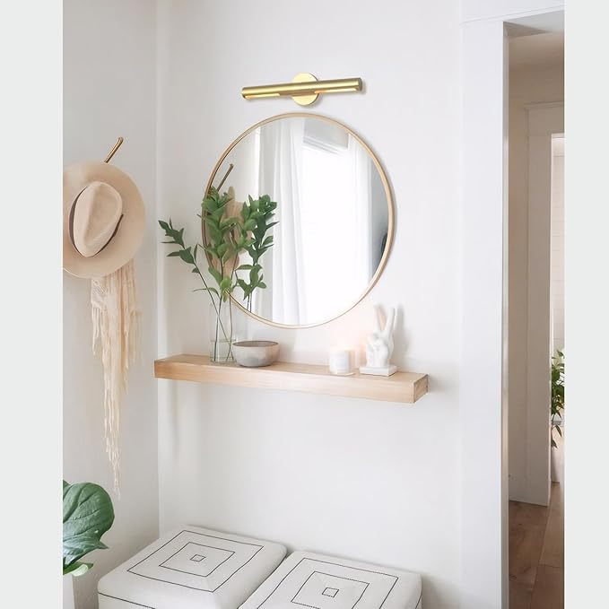 2 Lights Brass Bathroom Vanity Light Fixtures, Modern Metal Shade Wall Sconce, Bathroom Sconces Wall Lighting, Room Decor Picture Light, Wall Lights for Mirror, Living Room, Hallway