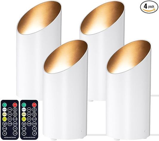 Brightown LED SpotLights - 4 Pack Uplighting Floor Can Lights with Remote and Timer, 3 Color Temperatures & Dimmable, 2 Lighting Modes for Wall Picture Painting Plants Indoor Accent Lighting, White