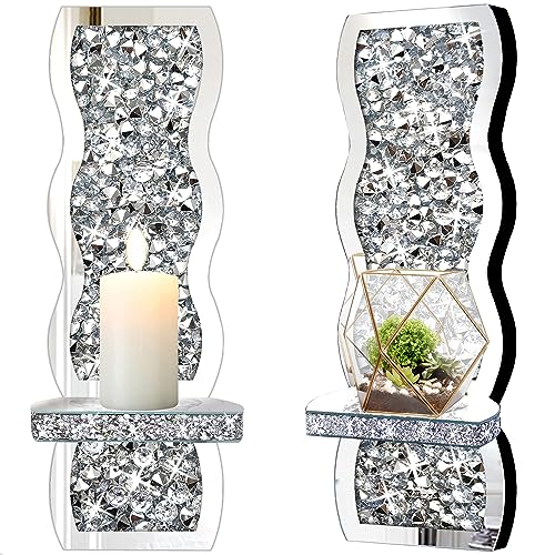 Set of 2 Crystal Crush Diamond Candle Sconces (2 Count)