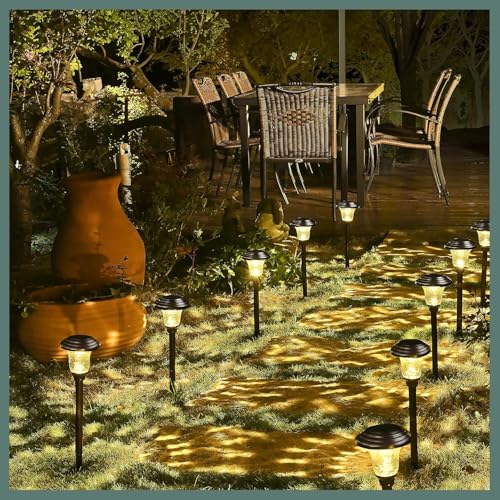 Metal & Glass Solar Lights Outdoor (8 Count)