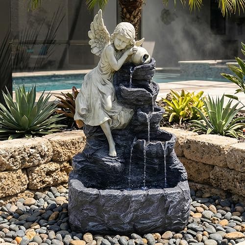 Sunnydaze 29" Angel Falls Solar Water Fountain with LED Lights