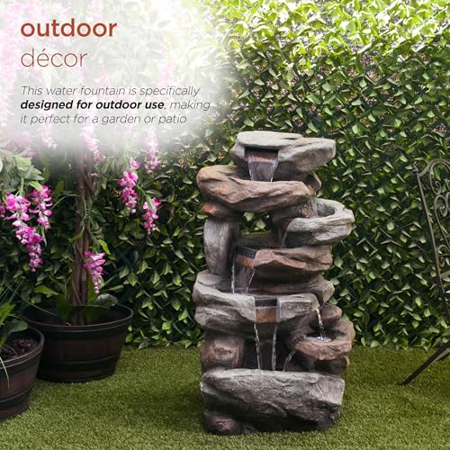 WIN1484S Cascading Natural Stone Fountain with LED Lights