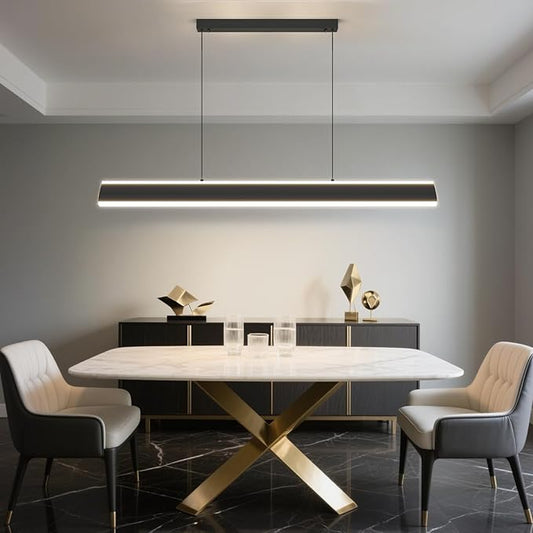 Modern Chandelier Light, 31IN LED Pendant Light with Remote Control 3000k-6500K Adjustable Color Temperature，Aluminum Island Lighting Lamp for Dining Room, Living Room