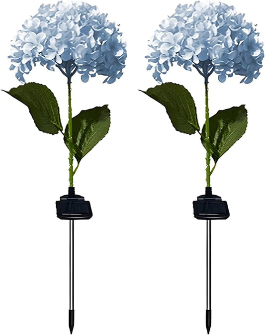 Outdoor Waterproof Hydrangea Stake Lamp, Flower Landscape Light For Lawns, 2 Pcs Garden Solar Flower Lights, In Blue