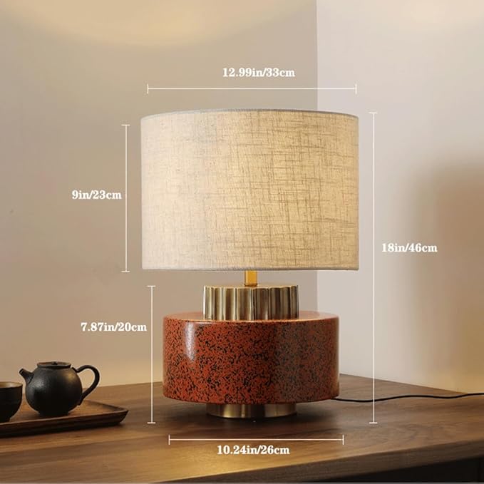 Chinese Vintage B&B Hotel Room Desk Light Wabi-sabi Style Fabric Ceramic Desk Lamp Living Room Bedroom Study Room Reading Table Lamp Coffee Shop Sample Room Showcase Decoration Lighting Fixture