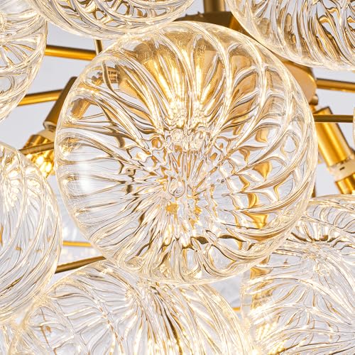 44 Inch Moden Gold Chandelier with 18 Bubble Lights