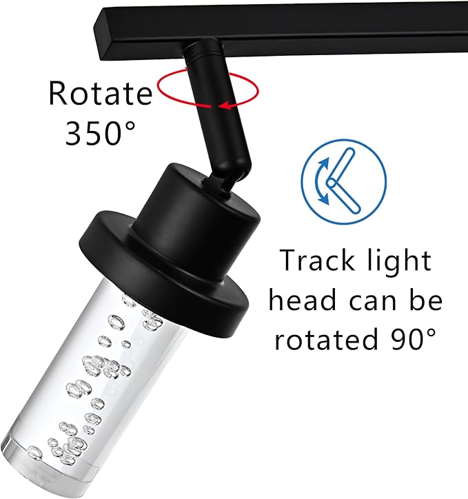 MELUCEE LED Track Light Semi Flush Mount Ceiling Spotlight 6 Lights Bathroom Light Fixtures Over Mirror with Flexibly Rotatable Light Heads, Built-in LED Chips, 5-Color Temperature Adjustable - Aura Lighting