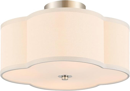 VONLUCE Semi-Flush Mount Ceiling Light, 12.8" Modern 4-Light Ceiling Light Fixture with White Clover-Shaped Shade 4 E26 Sockets for Bedroom Entryway Living Room, Nickel Finish, ETL Certificated - Aura Lighting