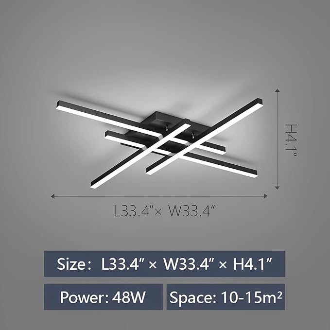 Modern Light Fixture, Modern LED Ceiling Lights, Ceiling Light Fixture for Hallway, Entrance, Cafe,Living Room, Bedroom, Corridor, Porch, Passage Light Fixtures (Black (4-Lights))