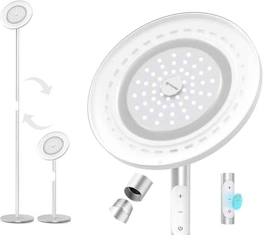 TROND Floor Lamp, LED Torchiere Uplight Lamp, 5 Brightness Aluminum Modern Standing Light, 5500K Natural Daylight, 5000 lm, 71in Tall, 30 Mins Timer, Detachable, for Office Living Room Bedroom, Silver