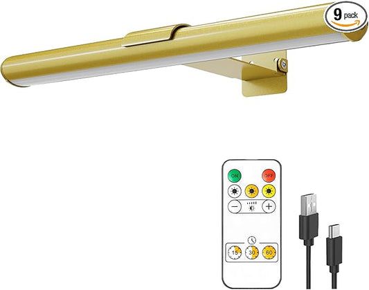 Wireless Picture Light, 16 in Picture Lights for Wall, Dimmable 5200mAh Recharging Battery Picture Light with Remote Control for Wall, Gallery Dartboard Art Bedroom