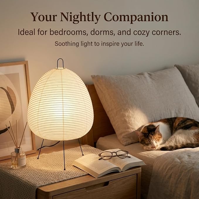 Rice Paper Lantern Lamp, 3-Tier Snowman Shape Wabi Sabi Decor Lamp, Soft Ambient Light Fixture with Metal Stand for Home Bedroom Living Room Apartment Decor (Teardrop Shape)