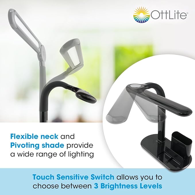 Ottlite LED Pivoting Bankers Lamp with USB Charging Port
