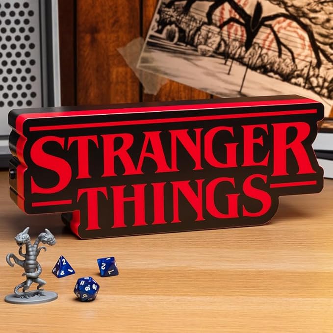 Paladone Stranger Things Shaped Logo Light, 30cm (11.8") Wide Wall or Desk Lamp with USB or Battery Power, Phase & Pulse Modes, Officially Licensed Netflix Merchandise