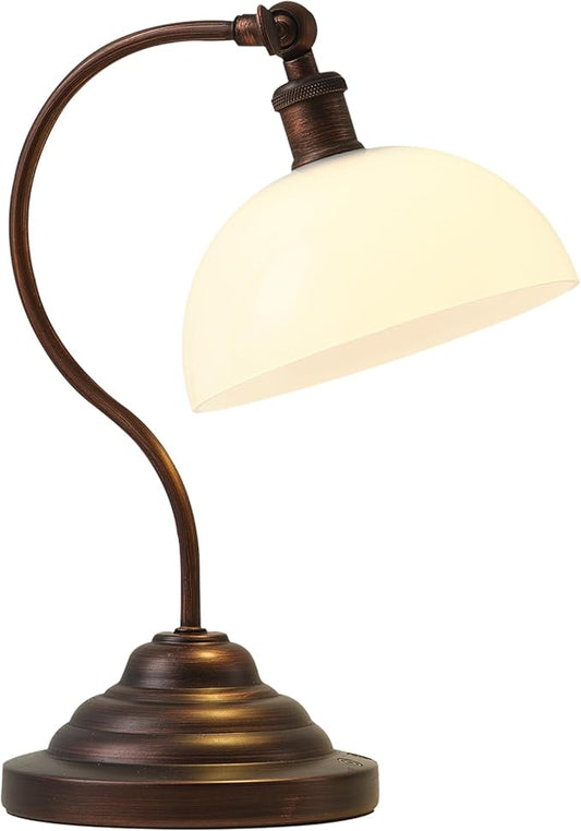Cordless LED Table Lamp, 180° Swing Arm Desk Lamp, Rechargeable, Dimmable/3 Color/Memory Function, Vintage Rechargeable Table Light for Living Room,Bedroom,Bedside, Oil Rubbed Bronze - Aura Lighting
