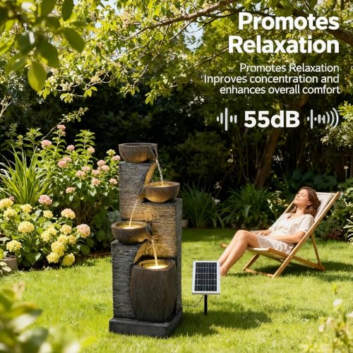 Outdoor Water Fountain 4 Tiers Stone Texture Modern Fountains