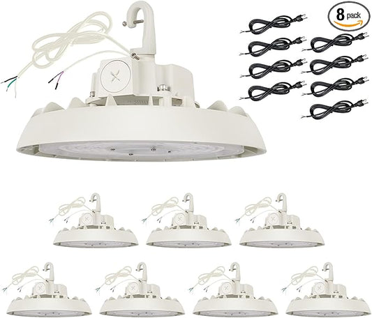 UFO Led High Bay Light, 150/200/240W, Up to 33600LM, 2CCT 4000K/5000K, 0-10V Dimmable High Bay Led Shop Lights for Barn Gym Factory Warehouse,6' Cable Selectable, UL & DLC Listed