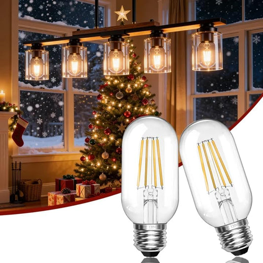 Dimmable Vintage E26 6W LED Edison Bulbs 60W Equivalent 600 Lumens 2700K Warm White CRI90 T45 Antique LED Bulb Clear Glass for Chandeliers (2 Count)
