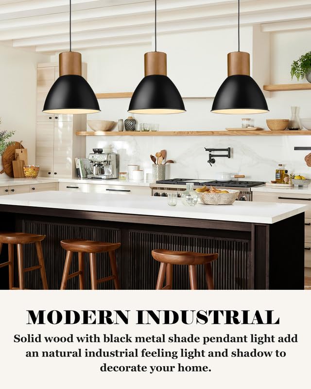 Solid Wood Metal Pendant Light Fixtures