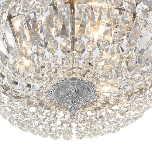 3 Light Spectra Crystal Polished Chrome Flush Mount