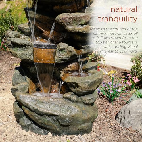 51" Tall 6 Tier Outdoor Rainforest Waterfall Floor Fountain