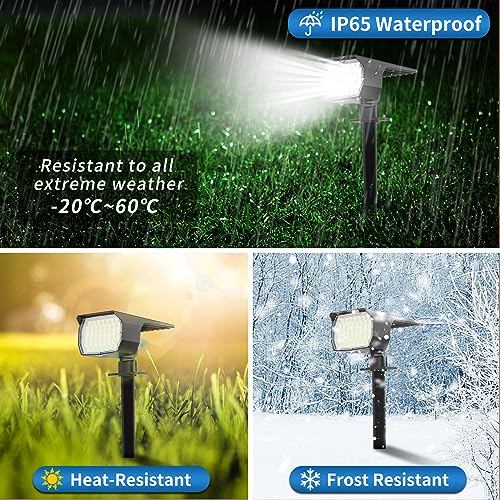 Solar Spot Lights Outdoor Waterproof Spotlight 2 Pack Cool White (2 Count)