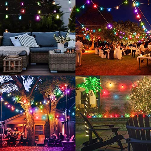 Colored Outdoor String Lights 100Ft LED Multicolor Patio Lights with 55pcs ST38 Colorful Shatterproof Bulbs Rainbow String Lights for Bistro Christmas