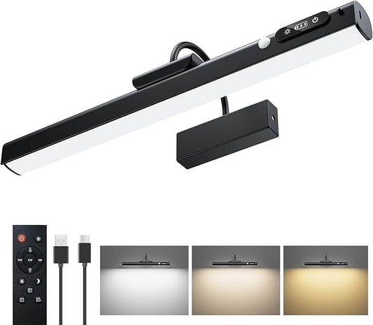 15.7'' Picture Lights for Wall with Motion Sensor & 9000mAh Rechargeable Battery, Picture Light for Paintings, Portraits & Wall Decor, Black