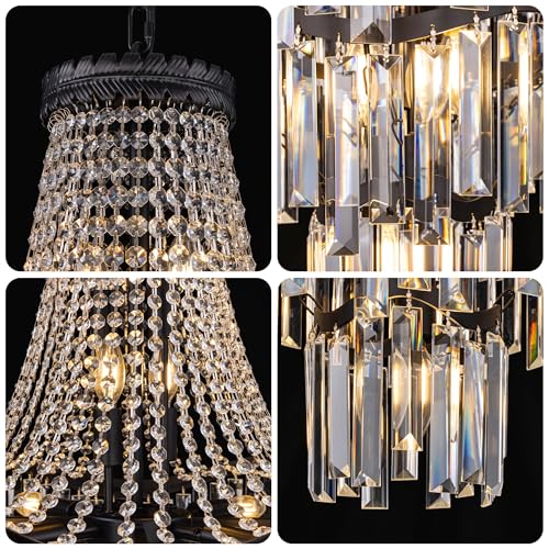 Black Modern French Empire Crystal Chandelier