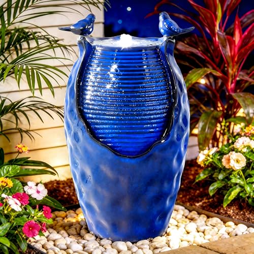 23.5" H Ceramic Jar Outdoor Fountain
