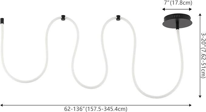 JONATHAN Y 55" Black Modern Minimalist Linear LED Flush Mount Light, 360° Adjustable Silicone Neon Rope, Dimmable Lamp for Bedroom, Living Room, Home Office (JYL7142B)