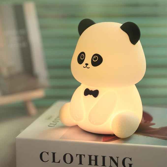 Panda Lamp for Kids Room, Pat Control Panda Light for Breastfeeding, Silicone Night Light Nursery Bedside Lamp, Rechargeable Touch Table Lamp with RGB Mode for Bedrooms/Living Room/Decor/Gift