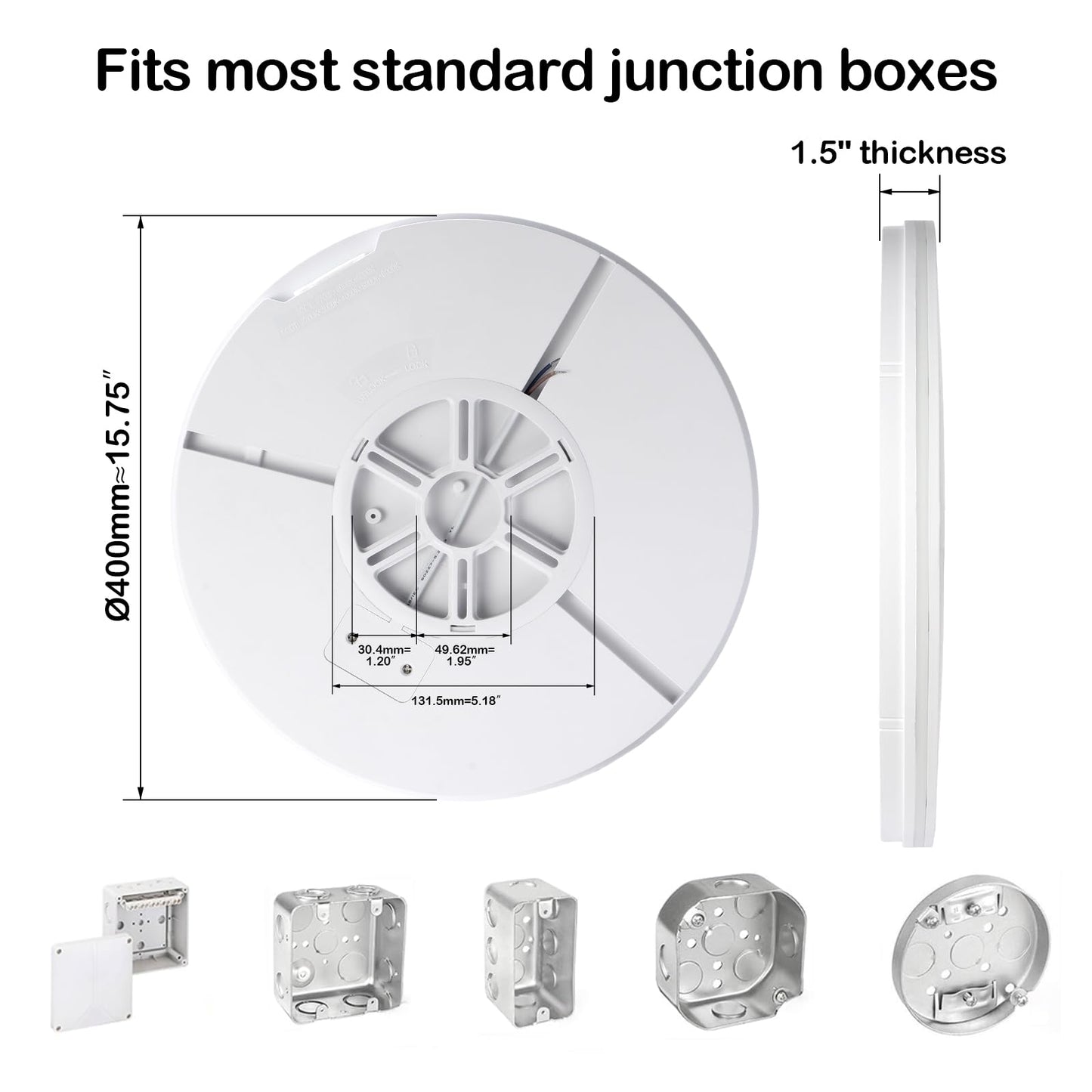 2Pack 16in 3CCT Round White Kitchen Flush Mount Light 40W 4000LM